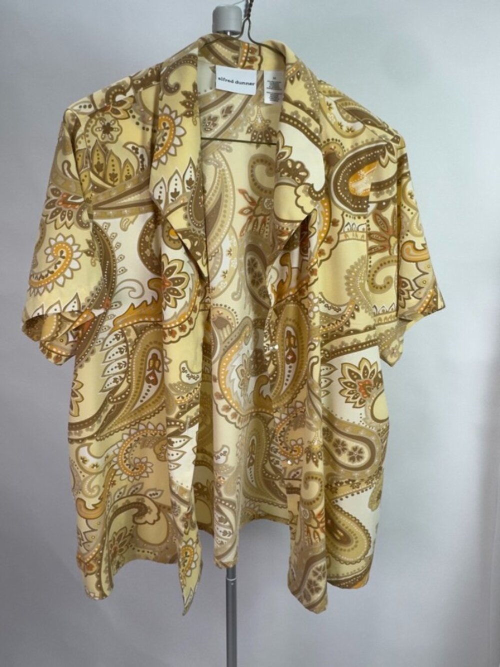 90s vintage Alfred Dunner paisley button down top Size 14 | Mustard Vtg Shirt